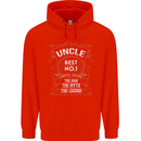 Father's Day No 1 Uncle Man Myth Legend Mens 80% Cotton Hoodie Bright Red