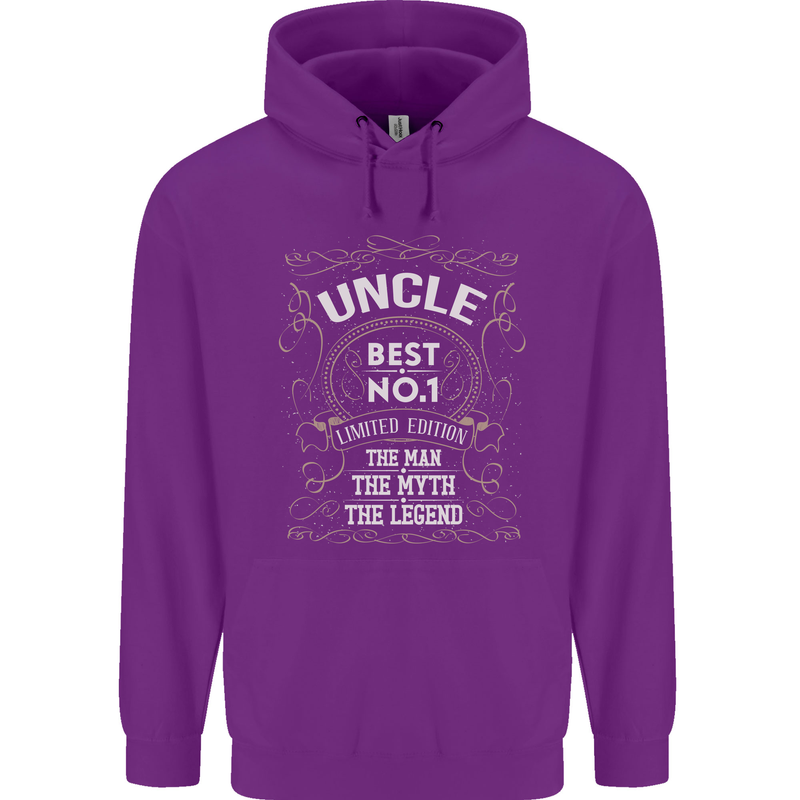 Father's Day No 1 Uncle Man Myth Legend Mens 80% Cotton Hoodie Purple