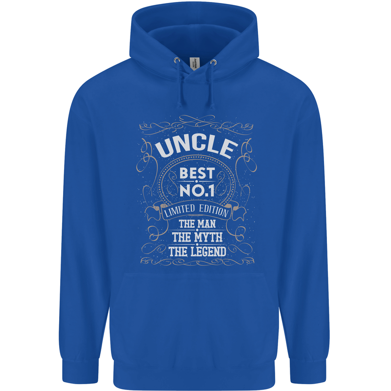 Father's Day No 1 Uncle Man Myth Legend Mens 80% Cotton Hoodie Royal Blue