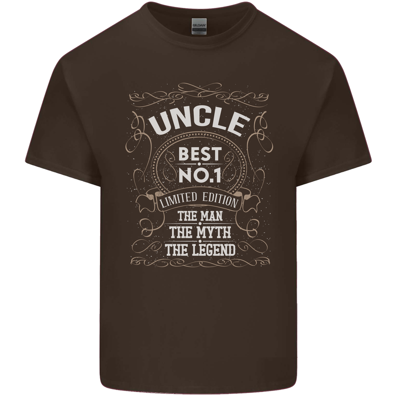 Father's Day No 1 Uncle Man Myth Legend Mens Cotton T-Shirt Tee Top Dark Chocolate