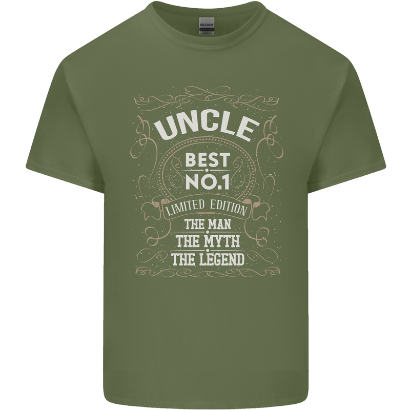 Father's Day No 1 Uncle Man Myth Legend Mens Cotton T-Shirt Tee Top Military Green