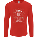 Father's Day No 1 Uncle Man Myth Legend Mens Long Sleeve T-Shirt Red