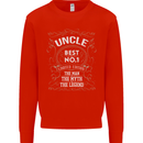Father's Day No 1 Uncle Man Myth Legend Mens Sweatshirt Jumper Bright Red