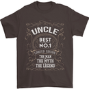 Father's Day No 1 Uncle Man Myth Legend Mens T-Shirt Cotton Gildan Dark Chocolate