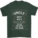 Father's Day No 1 Uncle Man Myth Legend Mens T-Shirt Cotton Gildan Forest Green