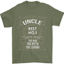 Father's Day No 1 Uncle Man Myth Legend Mens T-Shirt Cotton Gildan Military Green