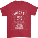 Father's Day No 1 Uncle Man Myth Legend Mens T-Shirt Cotton Gildan Red