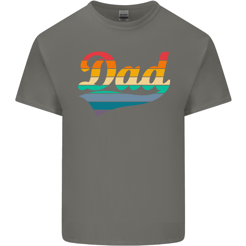 Father's Day Retro Dad Swoosh Mens Cotton T-Shirt Tee Top Charcoal