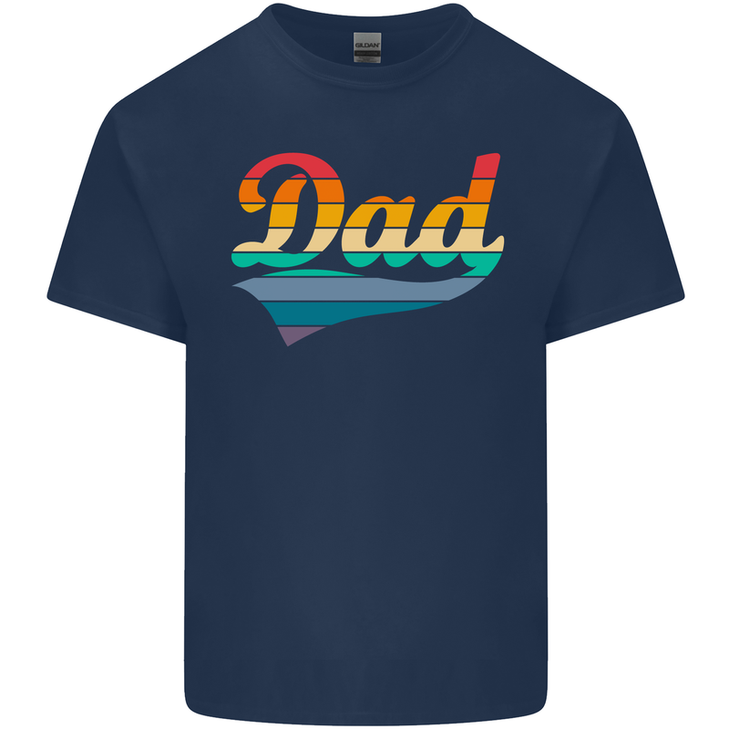 Father's Day Retro Dad Swoosh Mens Cotton T-Shirt Tee Top Navy Blue