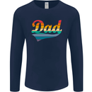 Father's Day Retro Dad Swoosh Mens Long Sleeve T-Shirt Navy Blue