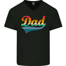Father's Day Retro Dad Swoosh Mens V-Neck Cotton T-Shirt Black