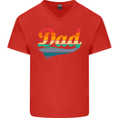 Father's Day Retro Dad Swoosh Mens V-Neck Cotton T-Shirt Red