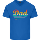 Father's Day Retro Dad Swoosh Mens V-Neck Cotton T-Shirt Royal Blue