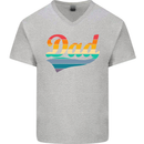 Father's Day Retro Dad Swoosh Mens V-Neck Cotton T-Shirt Sports Grey
