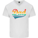 Father's Day Retro Dad Swoosh Mens V-Neck Cotton T-Shirt White