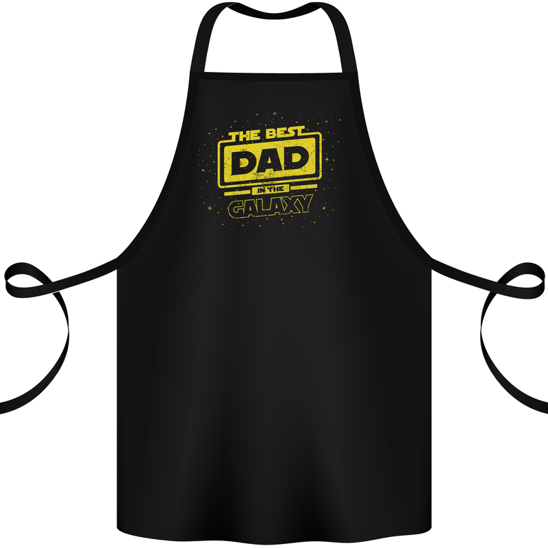Father's Day The Best Dad in the Galaxy Cotton Apron 100% Organic Black