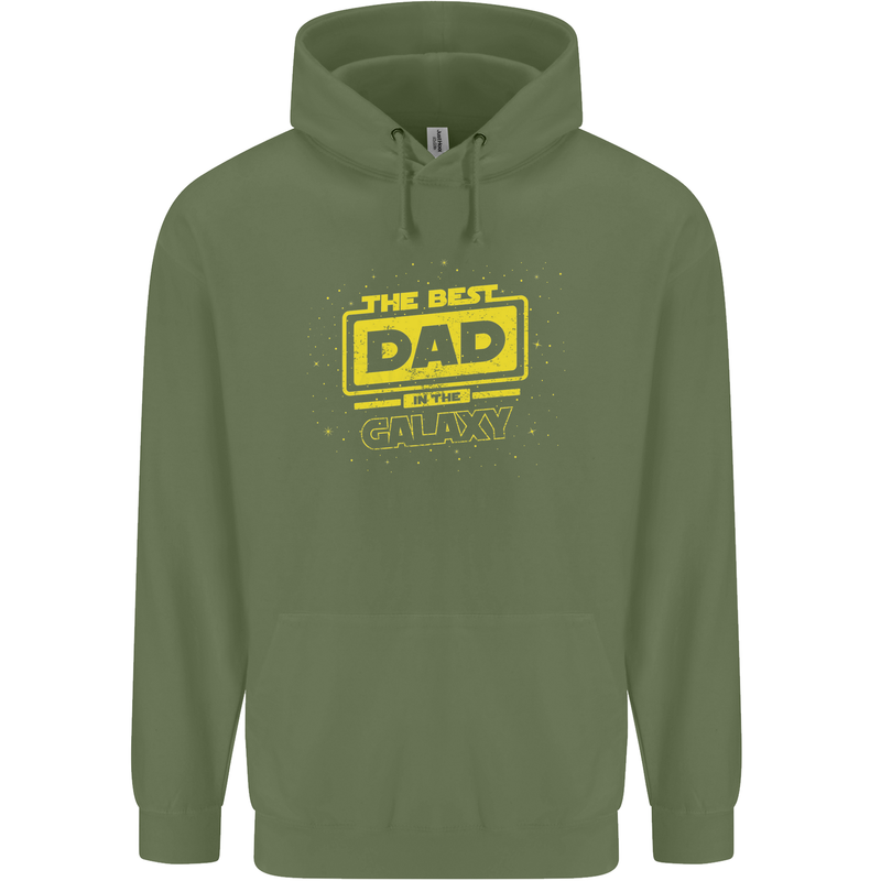 Father's Day The Best Dad in the Galaxy Mens Hoodie Military Green
