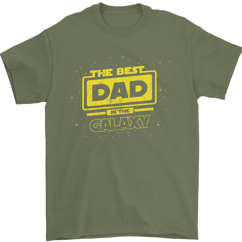 Father's Day The Best Dad in the Galaxy Mens T-Shirt Cotton Gildan Military Green
