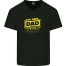 Father's Day The Best Dad in the Galaxy Mens V-Neck Cotton T-Shirt Black