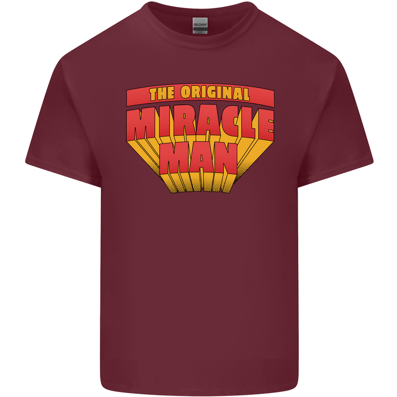 Father's Day The Original Miracle Man Mens Cotton T-Shirt Tee Top Maroon