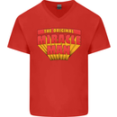 Father's Day The Original Miracle Man Mens V-Neck Cotton T-Shirt Red