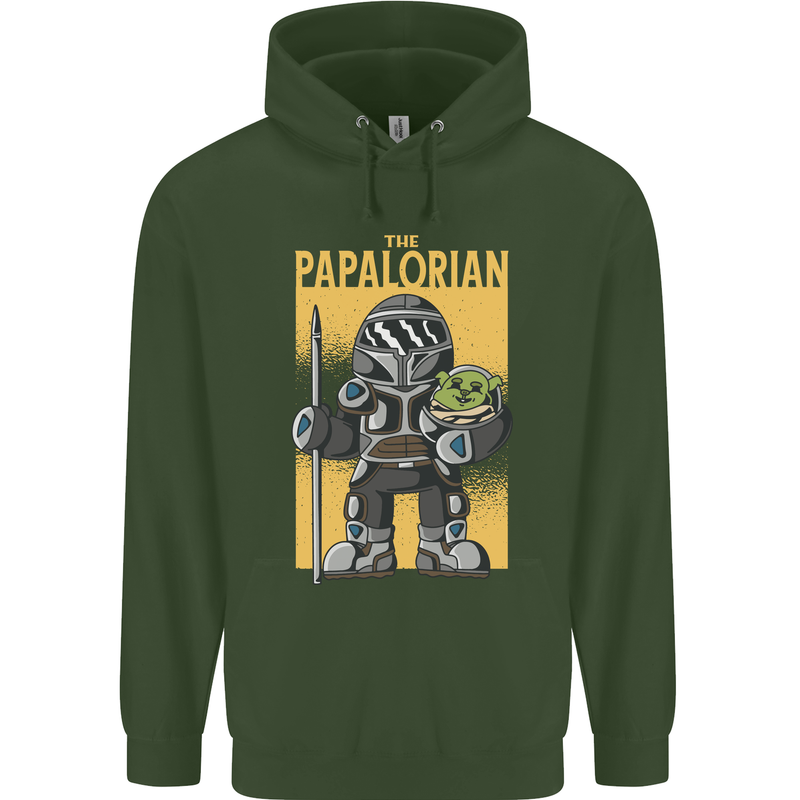 Father's Day The Papalorian Funny Papa Mens 80% Cotton Hoodie Forest Green