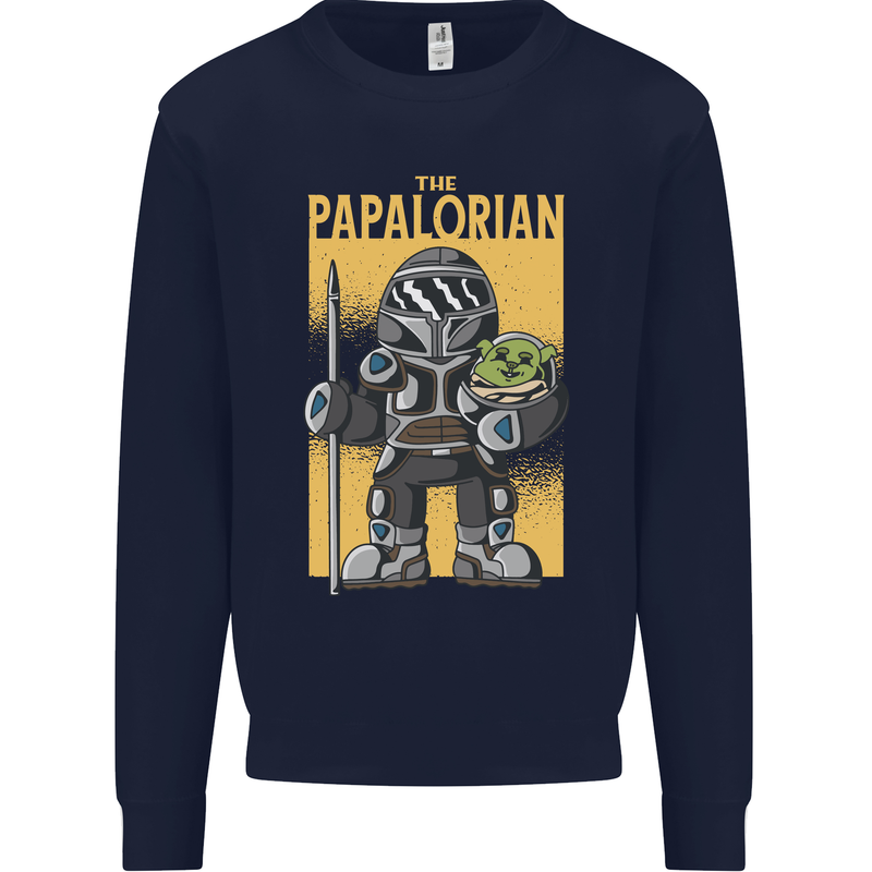 Father's Day The Papalorian Funny Papa Mens Sweatshirt Jumper Navy Blue