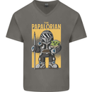 Father's Day The Papalorian Funny Papa Mens V-Neck Cotton T-Shirt Charcoal