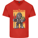 Father's Day The Papalorian Funny Papa Mens V-Neck Cotton T-Shirt Red