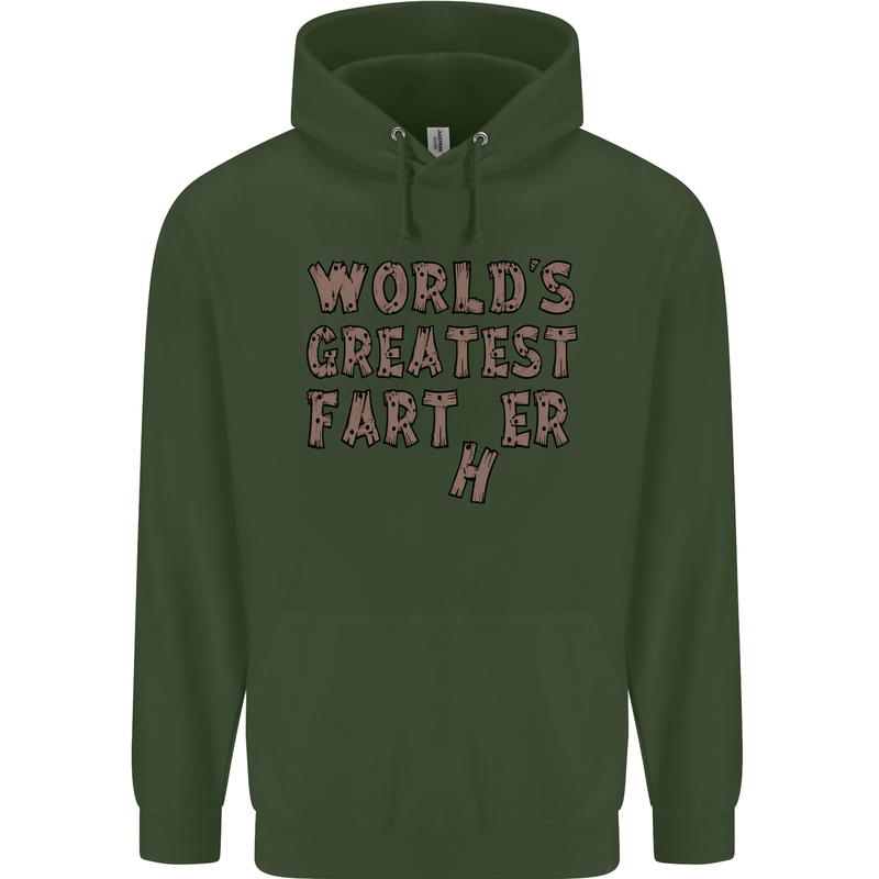 Father's Day World's Greatest Farter Funny Mens 80% Cotton Hoodie Forest Green