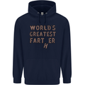 Father's Day World's Greatest Farter Funny Mens 80% Cotton Hoodie Navy Blue
