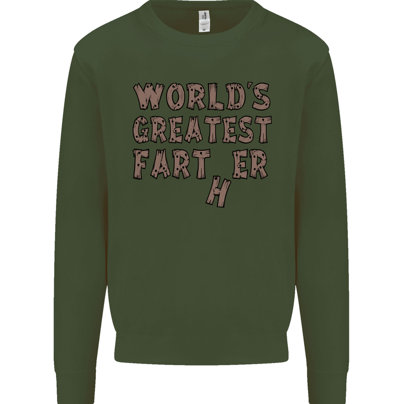 Father's Day World's Greatest Farter Funny Mens Sweatshirt Jumper Forest Green