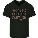 Father's Day World's Greatest Farter Funny Mens V-Neck Cotton T-Shirt Black