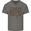 Father's Day World's Greatest Farter Funny Mens V-Neck Cotton T-Shirt Charcoal