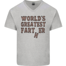 Father's Day World's Greatest Farter Funny Mens V-Neck Cotton T-Shirt Sports Grey