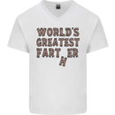 Father's Day World's Greatest Farter Funny Mens V-Neck Cotton T-Shirt White