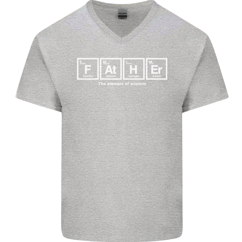 Father's Day the Element of Wisdom Dad Mens V-Neck Cotton T-Shirt Sports Grey