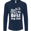 Fathers Day Best Dog Dad Funny Mens Long Sleeve T-Shirt Navy Blue