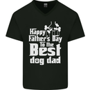 Fathers Day Best Dog Dad Funny Mens V-Neck Cotton T-Shirt Black