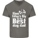 Fathers Day Best Dog Dad Funny Mens V-Neck Cotton T-Shirt Charcoal