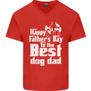 Fathers Day Best Dog Dad Funny Mens V-Neck Cotton T-Shirt Red