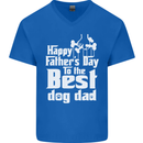 Fathers Day Best Dog Dad Funny Mens V-Neck Cotton T-Shirt Royal Blue