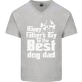 Fathers Day Best Dog Dad Funny Mens V-Neck Cotton T-Shirt Sports Grey