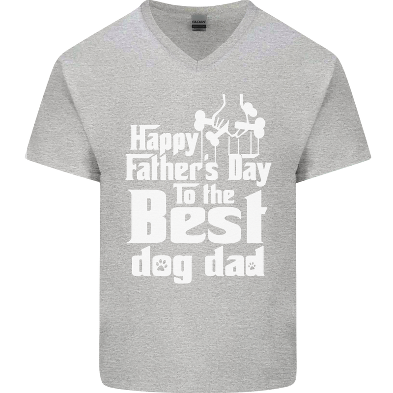 Fathers Day Best Dog Dad Funny Mens V-Neck Cotton T-Shirt Sports Grey