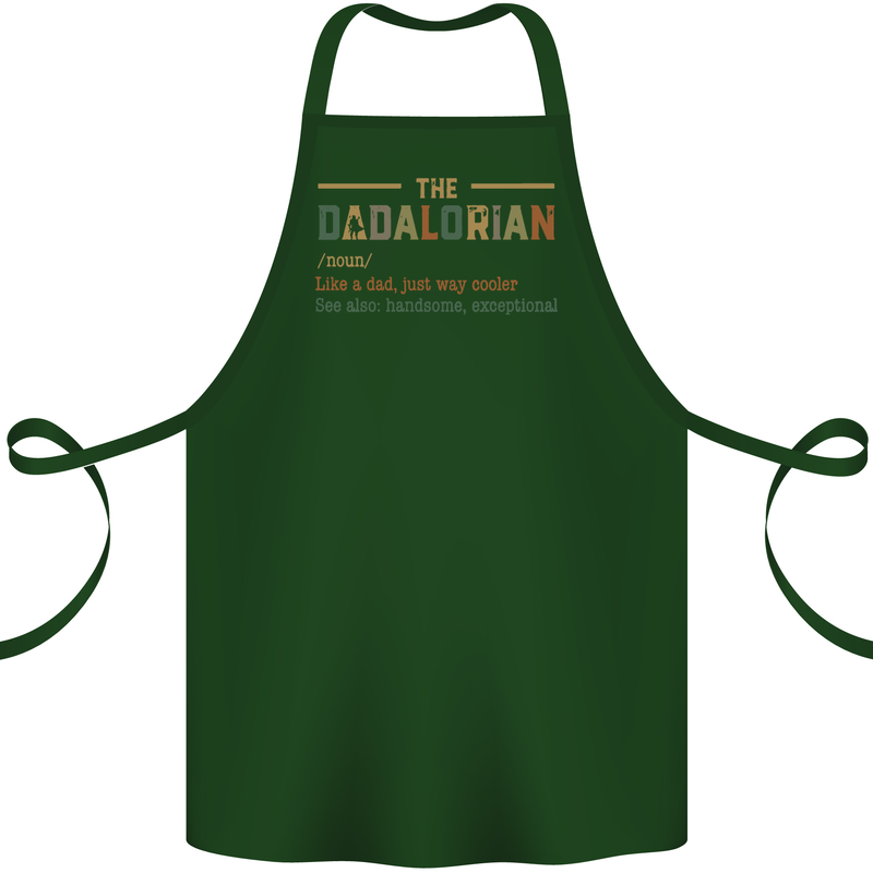 Fathers Day Dadalorian Funny Dad Daddy Cotton Apron 100% Organic Forest Green