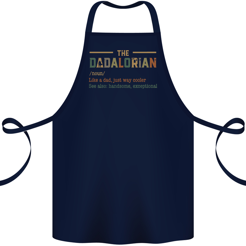 Fathers Day Dadalorian Funny Dad Daddy Cotton Apron 100% Organic Navy Blue