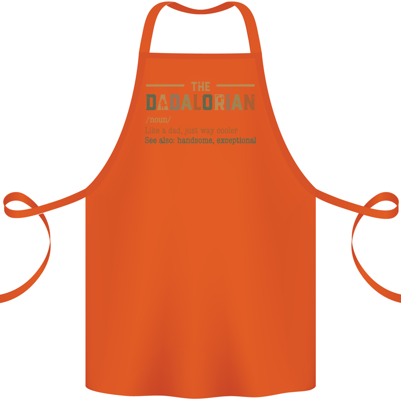 Fathers Day Dadalorian Funny Dad Daddy Cotton Apron 100% Organic Orange