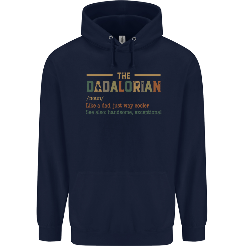 Fathers Day Dadalorian Funny Dad Daddy Mens 80% Cotton Hoodie Navy Blue