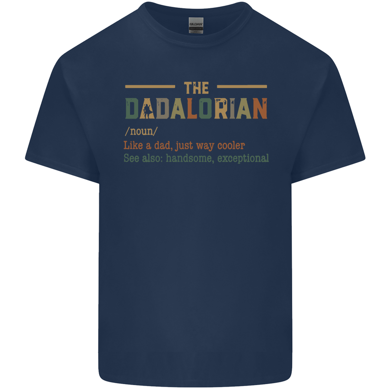 Fathers Day Dadalorian Funny Dad Daddy Mens Cotton T-Shirt Tee Top Navy Blue