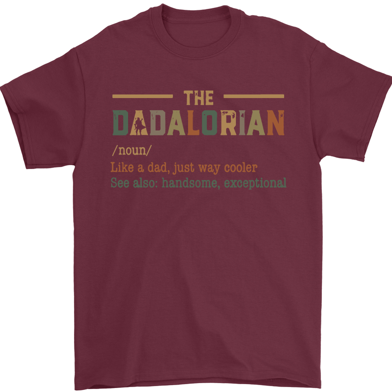 Fathers Day Dadalorian Funny Dad Daddy Mens T-Shirt Cotton Gildan Maroon